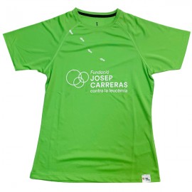 Camiseta running solidaria Fundación Josep Carreras mujer color verde catalán