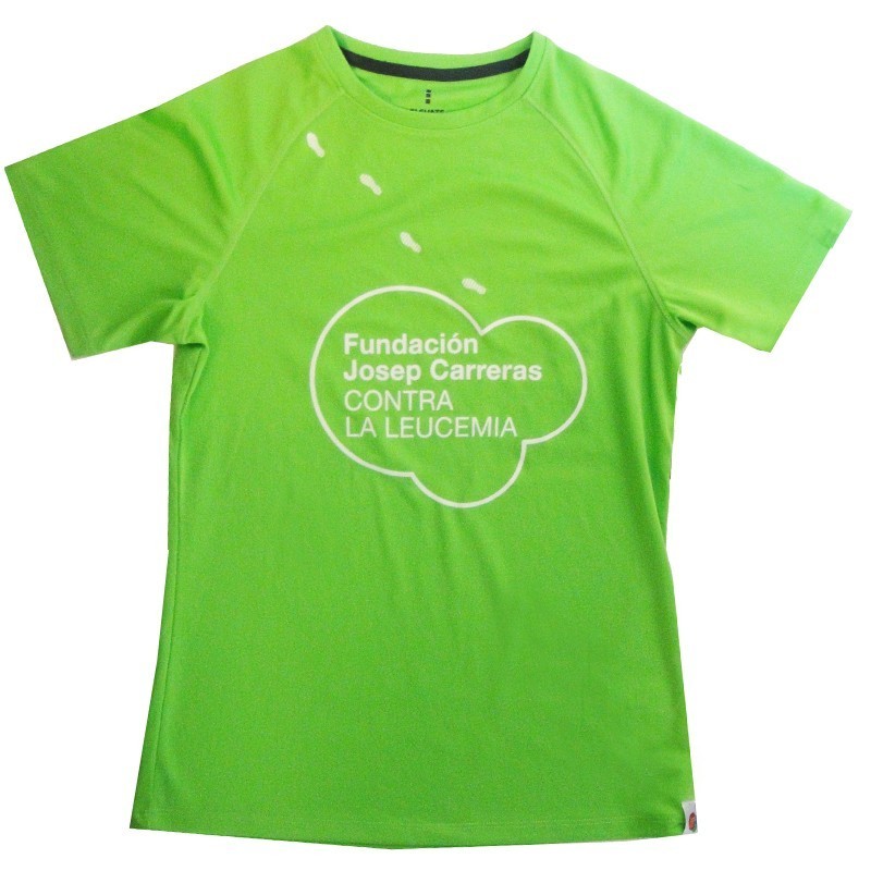 Camiseta térmica runner mujer solidaria Fundación Josep Carreras verde